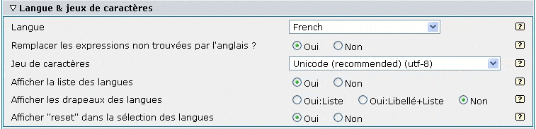 parametrage de la langue